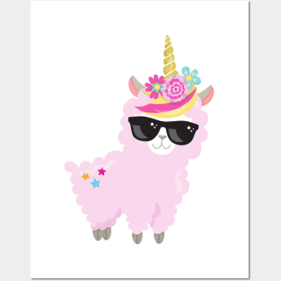 Unicorn Llama, Little Llama, Cute Llama, Alpaca Posters and Art